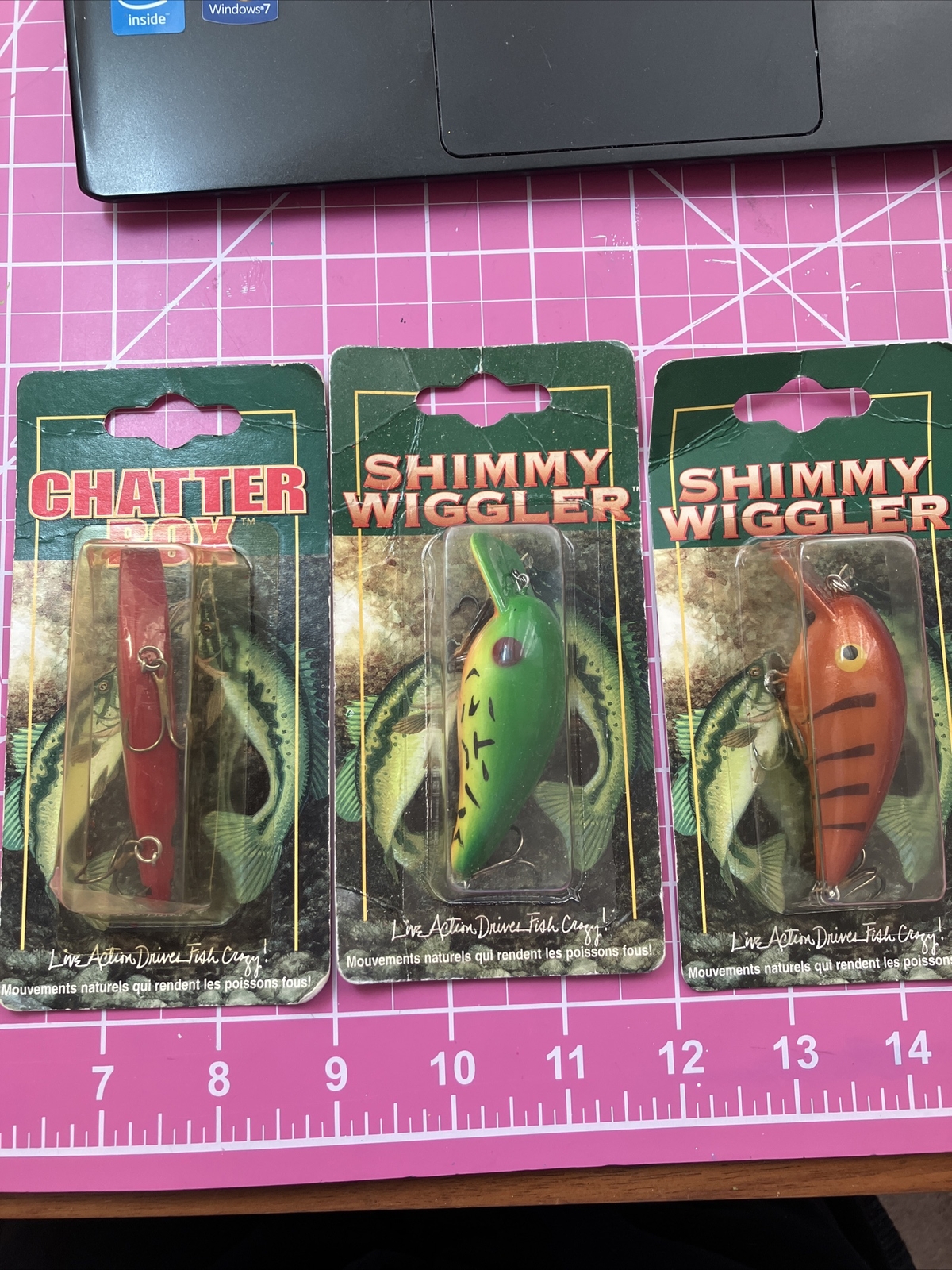 3 Vintage Rattlesnake Lures NOS in orig. pkg. Shimmy Wiggler (2