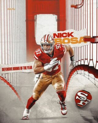 526017 NICK BOSA Football Touchdown 1 36x24 WALL PRINT POSTER