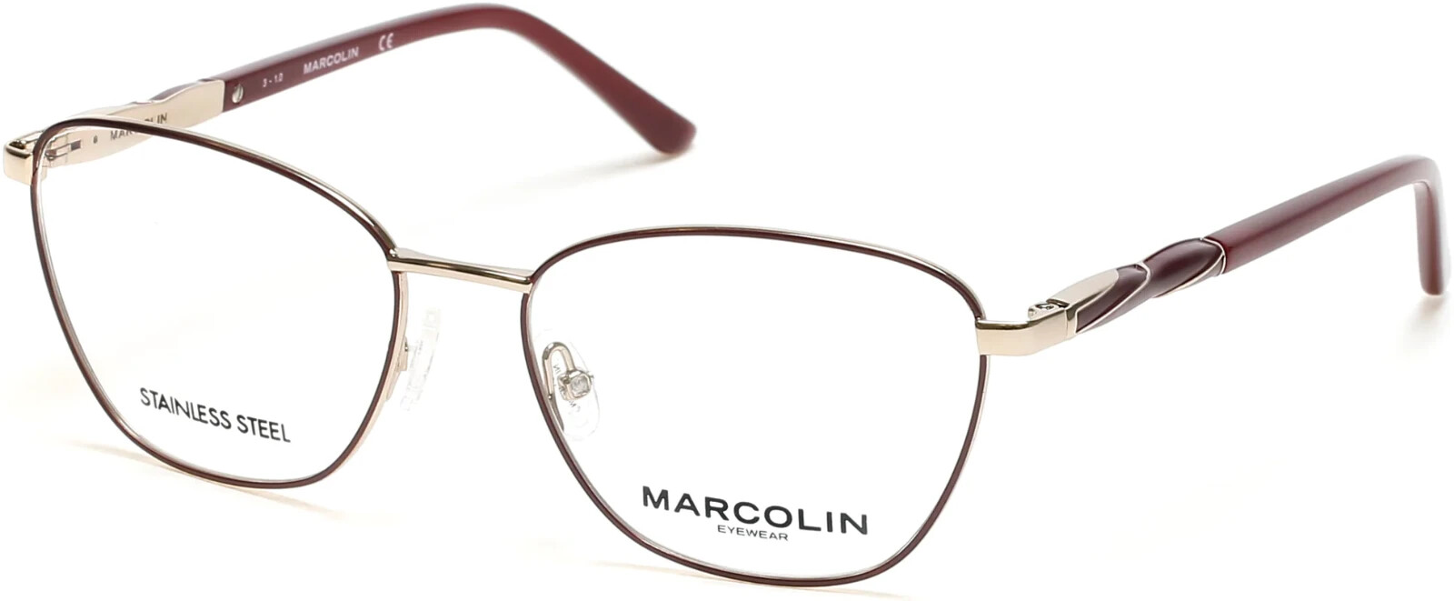Marcolin Eyewear MA5024 070 Бордовая металлическая оправа для оптических очков 53-16-140 MA