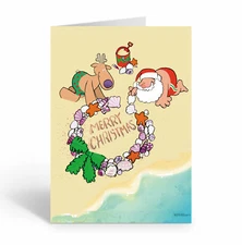 Merry Christmas Wreath Christmas Card - Beach Christmas Cards - 30068