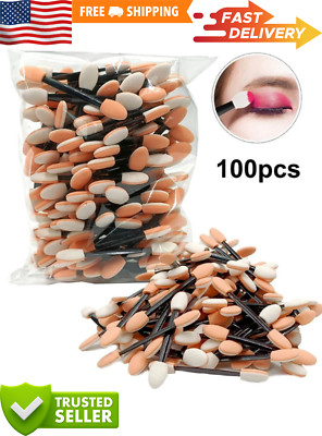 100 Eye Shadow Applicators Disposable Foam Makeup Brush Sponge New Stick Palette