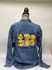 Warner Bros Studio Store TWEETY BIRD Denim Jeans Jacket, Size M Men s Vintage