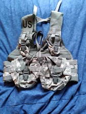 USGI US Army Fighting Load Carrier Vest 5 Pc Kit w/ 4 MOLLE Pouches ACU UCP VGC