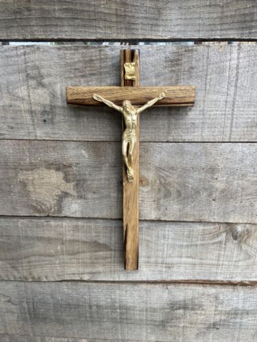 Crocifisso in legno da parete39x15 fatto a mano,cristo in metallo - Foto 1 di 6