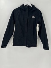 The North Face Jacket Womens Black White Small Hooded Full Zip Nylon Logo Lined