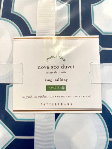 NUOVO Piumone Pottery Barn Nova Geo King/Cal King & 2 Finzioni Standard - Foto 4 di 8