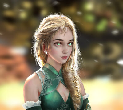 Anime digital art fantasy women blonde illustration Custom Gaming Mat Desk