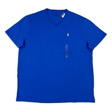 Polo Ralph Lauren Short Sleeve Solid V-Neck T-Shirt Tee w/Pony - Blue - Size: XL