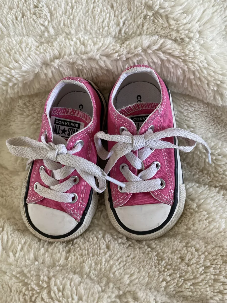 Converse all tennis shoes, lace up. pink. Size 4 baby. | eBay