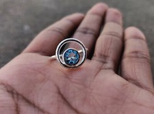 Natural Blue Topaz Ring 925 Sterling Silver Designer Eternity Rings For Women