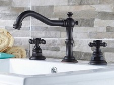 Oil Rubbed Bronze Widespread Bathroom Sink Faucet 3 Holes 2 Handles Mixer Tap