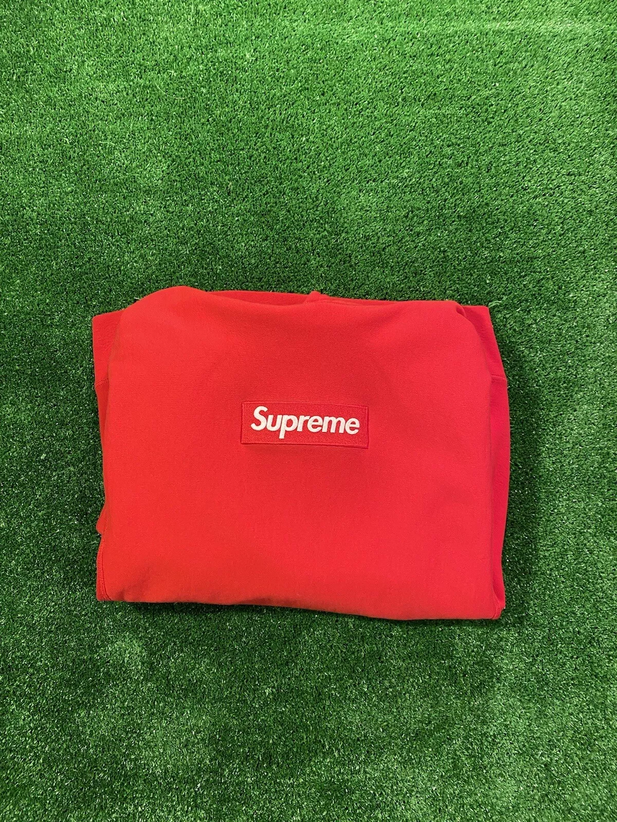 PULL À CAPUCHE 100 % AUTHENTIQUE BOÎTE SUPREME LOGO SWEAT SHIRT ROUGE FW16 TAILLE LARGE