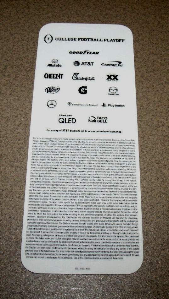 Cotton Bowl 12/28/2019 Full Ticket Stub Penn State Journey Brown 202