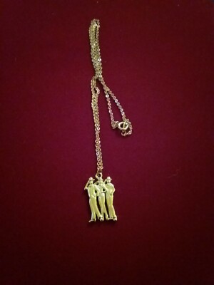 Necklace Gold Tone Two Male One Female Tap Dancers