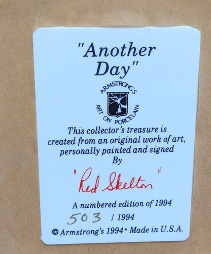 Red Skelton Painting Art Another Day Framed Armstrong Porcelain 503/1994 Low # - Picture 5 of 9