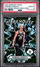 2025 PANINI DONRUSS WNBA MY HOUSE GREEN FIREWORKS SABRINA IONESCU 291/399 PSA 10