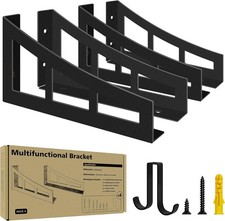 4 Pack 8 Inch Heavy Duty Floating Shelf Brackets with Utility Hooks