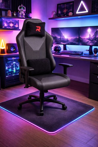 Rimiking Gaming Chair - Carbon Grey, Brand NEW, Ergonomic. Vibrating Seat Pillow