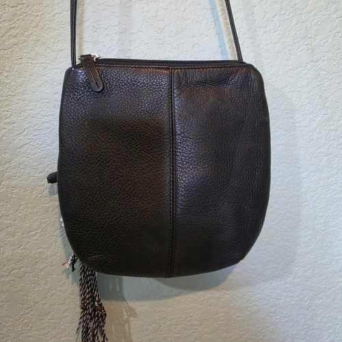 Vintage 90’s Y2K Pebbled Leather Crossbody Shoulder Bag Purse Travel Multi Zip  - Picture 7 of 9