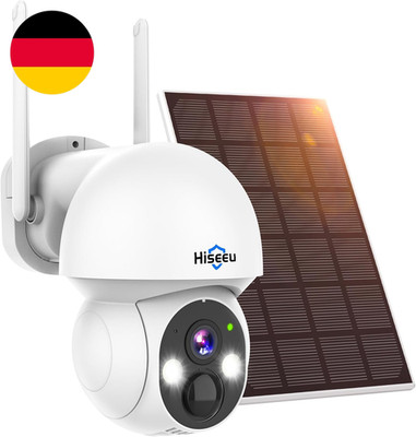 Hiseeu 4MP Überwachungskamera Aussen Akku Mit Solarpanel,360° PTZ Solarkamera Mi