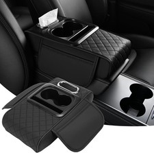 Black Armrest Cover For Center Console With Storage Bag And Cup Holders Fits Mo Black Armrest Cover For Center Console With Storage Bag And Cup Holders Fits Mo