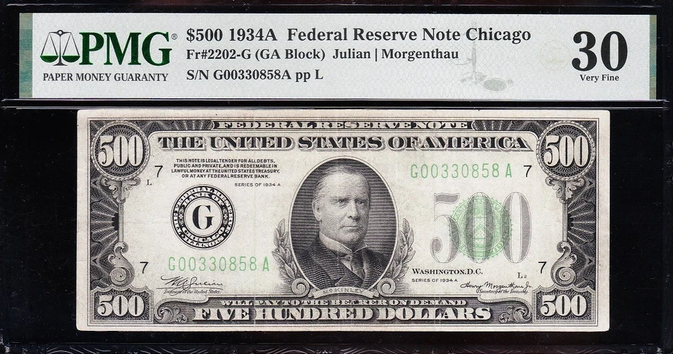 AWESOME Crisp Choice VF++ 1934 A $500 *CHICAGO* FRN bill! PMG 30! FREE SHIP! 858 - Image 2 of 3