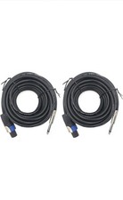 2pack 15 ft Speakon to 1/4" Male Speaker Cables, Professional Audio Amplifier