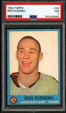 1962-63 TOPPS HOCKEY NHL #42 Reg Fleming PSA 7 NM Chicago Black hawks Card