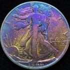 1944-D Walking Liberty Half Dollar, Toned/toner 90% Silver 0.36 Ozt ASW