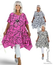 LA BASS LAGENLOOK Tunika Bluse Kleid weiß pink XL-XXL-XXXL 46 48 50 52 54 56