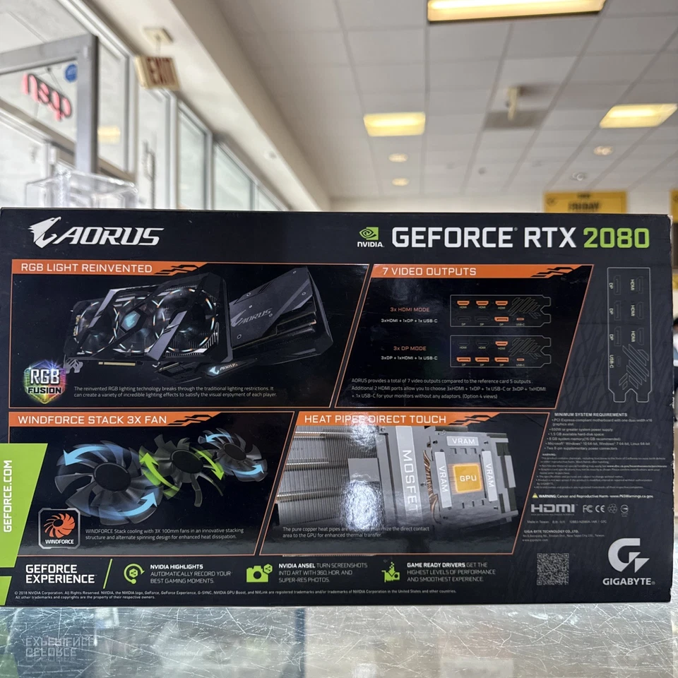 Gigabyte AORUS GeForce RTX 2080 8GB GDDR6 Graphics Card #3307 - Image 2 of 2