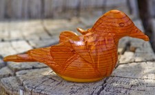 VINTAGE Hand Carved Wood Lacquer Figurine Bird 1970's Made in USA