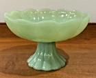 Fire King Jadeite Jadite Green Scalloped Compote Pedestal Candy Bowl Comport