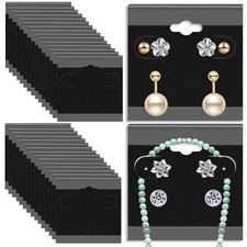 100 Pieces Black Earring Card Holders Velvet Hanging Jewelry Display Cards wi...