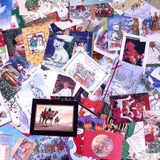 Lot of 140 FRONTS ONLY Christmas Cards for Scrapbooking Crafts Ephemera