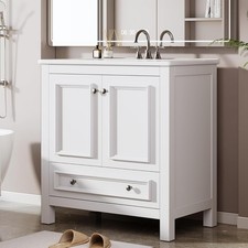 Tribesigns 30inch Bathroom Vanity With Sink Wood Cabinet with 2 Doors  1 Drawer