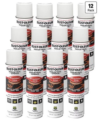 Rust Oleum 17 Ounce Inverted Marking Paint Grass Concrete Gravel - 12 Pack White