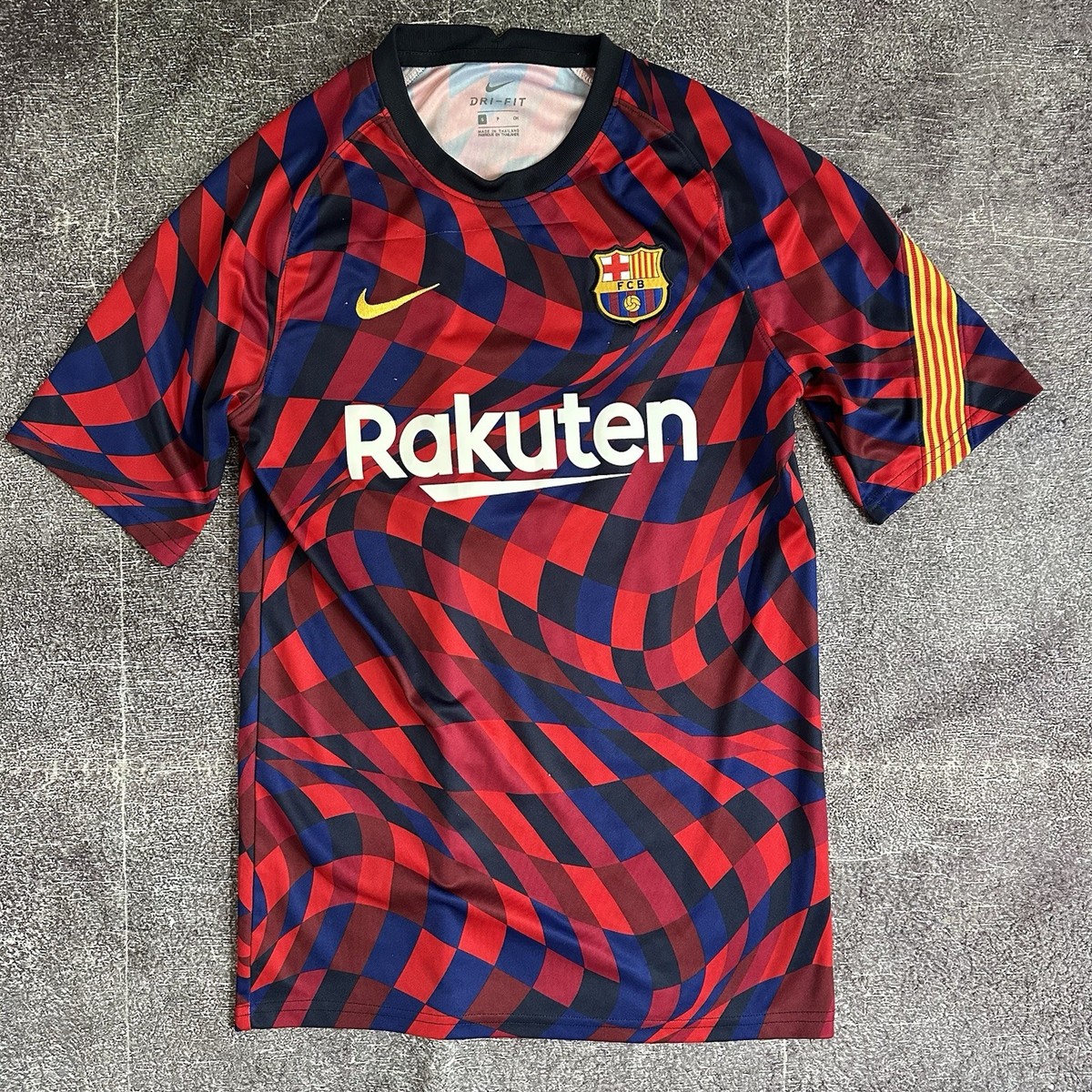 Men's 2020 2021 Nike Dri Fit FC Barcelona Pre Match Red Blue Tee