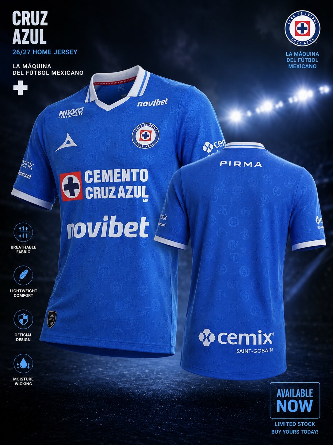 New XL cruz azul Home jersey 26/27 Player Version