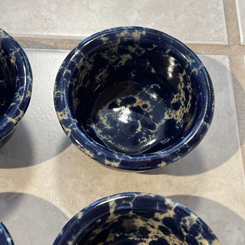 Set 4 Bennington Pottery Vermont -#1892 Blue Agate Butter/herb crocks (4oz) 3" - Picture 8 of 14