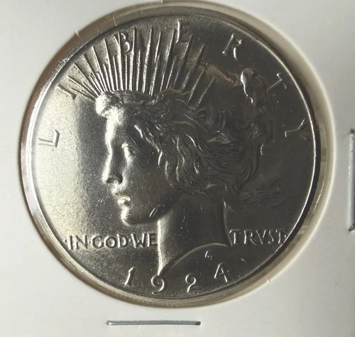 1924-S USA Peace Dollar 90% Silver - KM 150 - Unrated/Uncertified  AU