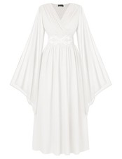 Women's Renaissance Costume V Neck Medieval Fairy Dresses White M