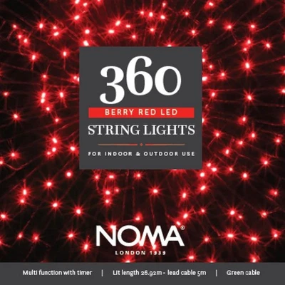 NOMA 360 Multi-Function String LED Lights, Berry Red - 26.9m