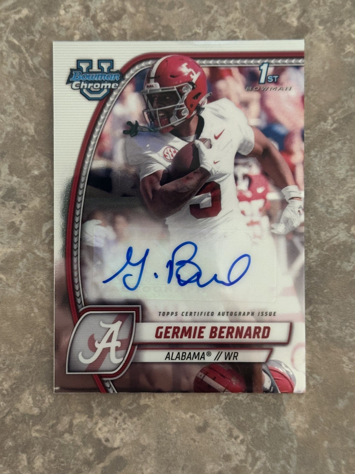 Germie Bernard 2024 1st Bowman University Chrome Auto Alabama NCAA