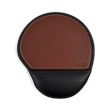 Brown Office Square Leather Mouse Pad with Wrist Rest Non-Slip Design Business