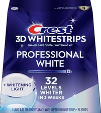 Crest 3D Whitestrips Professional White + LED Light 32 Levels Whiter 38 Strips