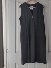 Vintage Carr & Westley Grey Pinafore Zip Up Dress Made in England 12 UK- Pockets