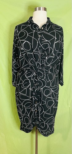 City Chic Women’s Size S/16 Leslie Black White Twist Front Hi-Lo Dress NWT - Picture 2 of 15