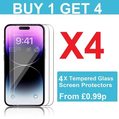 Tempered Glass Screen Protector For iPhone 17 16 15 14 13 12 11 Pro Max Plus XR