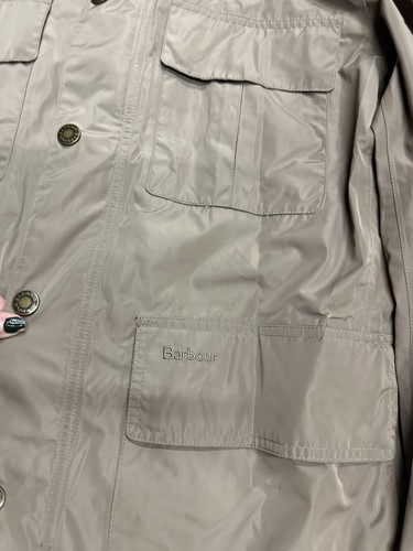 Barbour geknöpfter Regenmantel Damen Large beige durchgehender Reißverschluss Kapuze Kleid Tartan - Bild 4 von 11